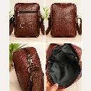 Multipurpose PU Leather Unisex Crossbody Shoulder Sling Bag with Adjustable Strap Dark Brown 2.webp