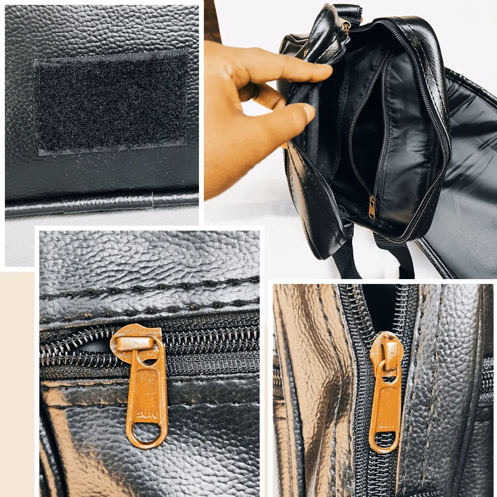 Multipurpose PU Leather Unisex Crossbody Shoulder Sling Bag with Adjustable Strap for Travel Black main 5.webp