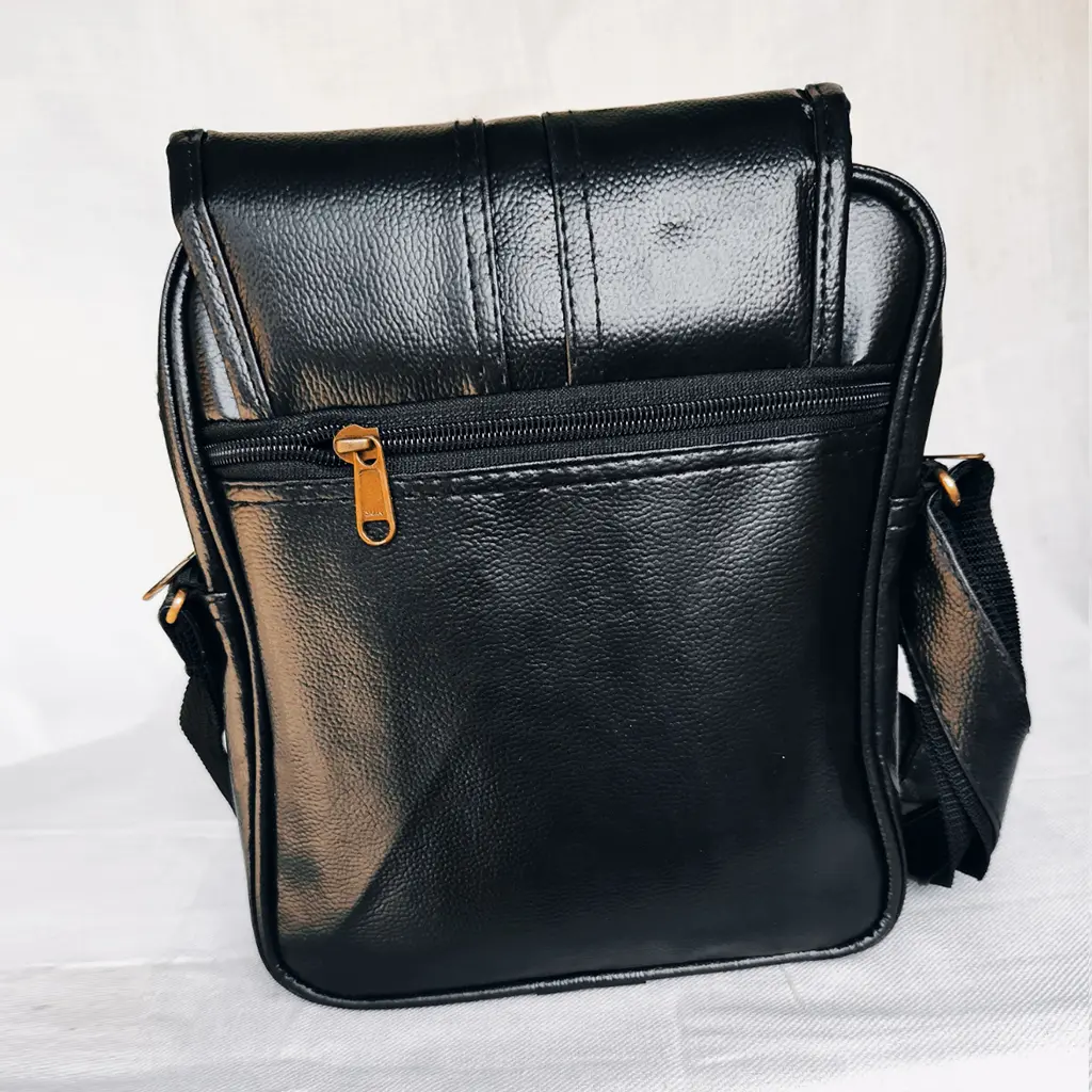 Multipurpose PU Leather Unisex Crossbody Shoulder Sling Bag with Adjustable Strap for Travel Black main 3.webp
