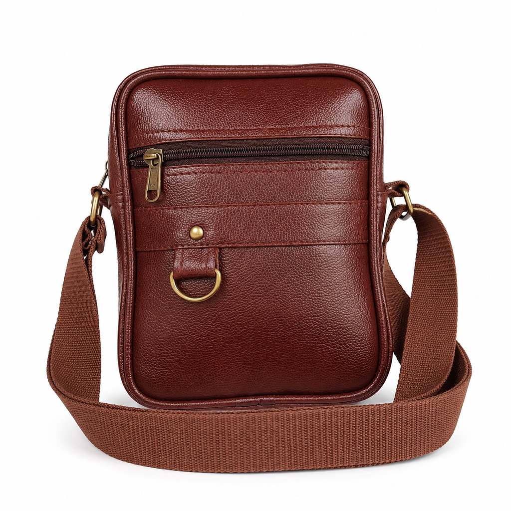 Crossbody Shoulder Sling Bag with Adjustable Strap for Travel, Office, Daily Use (Brown)