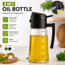 2-in-1 Oil Sprayer & Dispenser Bottle 500ml for Kitchen, Cooking Oil Spray Bottle with Pour Spout, Fine Mist Sprayer for Air Fryer, Cooking, Salad, BBQ & Vinegar (Green/Black)