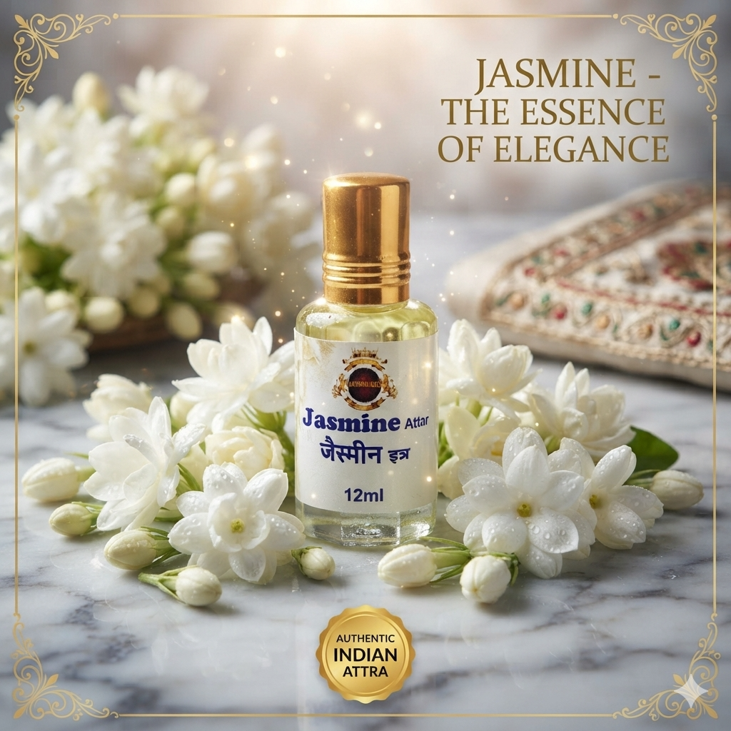 Jasmine Attar 12 ml | Pure Floral Jasmine Attar | Long Lasting Alcohol-Free Attar