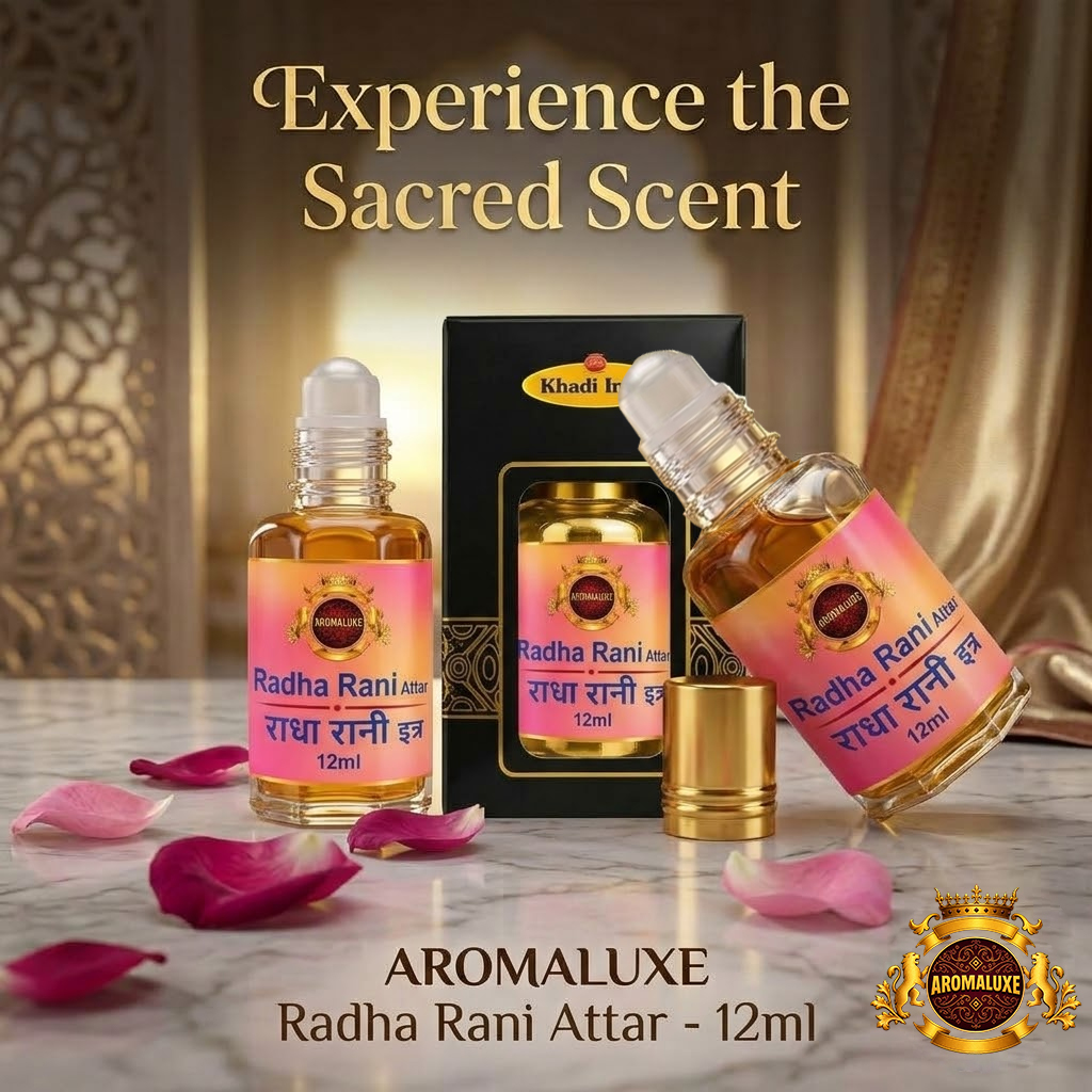 Radha Rani Attar 12ml | Long Lasting Non-Alcoholic Perfume Oil | Roll-On Perfume for Women & Men | Travel Friendly Attar for Pooja, Daily Use & Meditation
