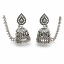 Oxidised Jhumka Earrings with Sahara Ear Chain