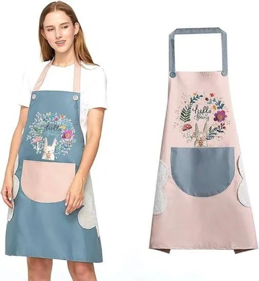 Kitchen Assorted Waterproof Apron with Hand Wipe Pockts, Big Front Pocket Hand-Wiping Towel | Comfortable Wear-Resistant Chef Apron for Cooking